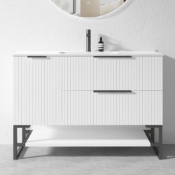 3D-2W 1200x450x850mm White Floor Standing Plywood Vanity with Stainless Black Frame Leg And Shelf 3D-2W 1200x450x850mm White Floor Standing Plywood Vanity with Stainless Black Frame Leg And Shelf